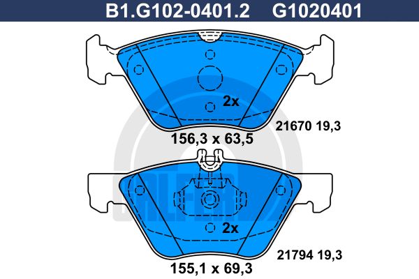 GALFER Комплект тормозных колодок, дисковый тормоз B1.G102-0401.2
