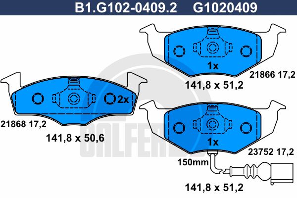 GALFER Комплект тормозных колодок, дисковый тормоз B1.G102-0409.2