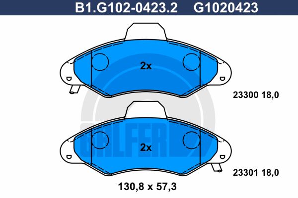 GALFER Комплект тормозных колодок, дисковый тормоз B1.G102-0423.2
