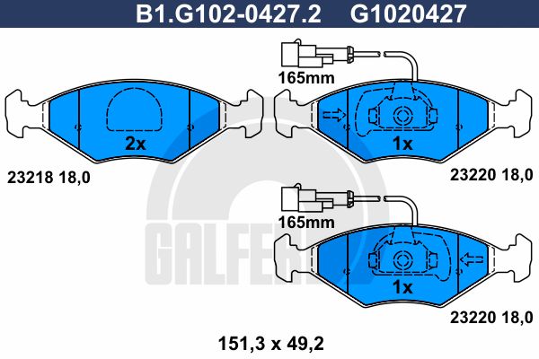 GALFER Комплект тормозных колодок, дисковый тормоз B1.G102-0427.2