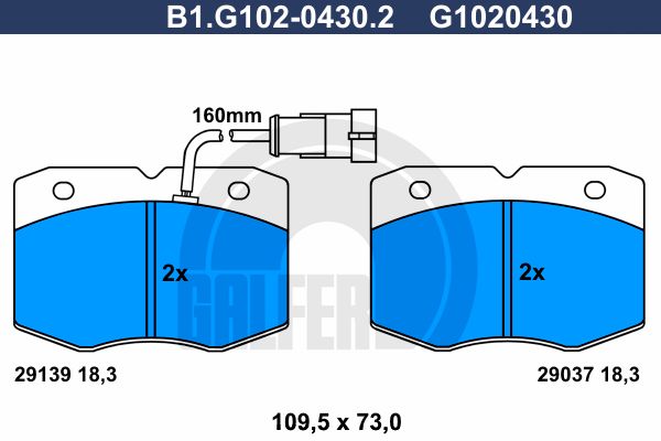 GALFER Комплект тормозных колодок, дисковый тормоз B1.G102-0430.2