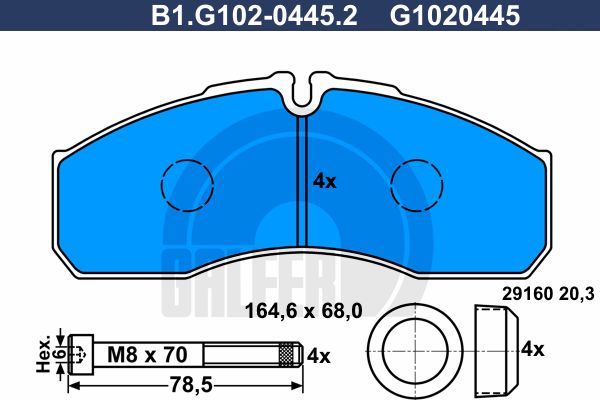 GALFER Комплект тормозных колодок, дисковый тормоз B1.G102-0445.2
