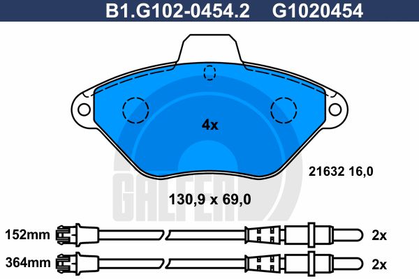 GALFER Комплект тормозных колодок, дисковый тормоз B1.G102-0454.2