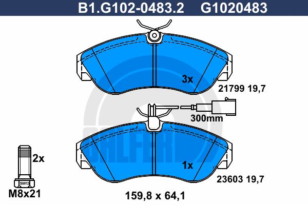 GALFER Комплект тормозных колодок, дисковый тормоз B1.G102-0483.2
