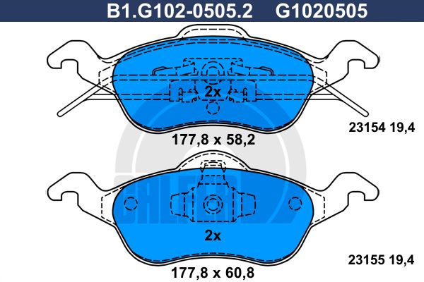 GALFER Комплект тормозных колодок, дисковый тормоз B1.G102-0505.2