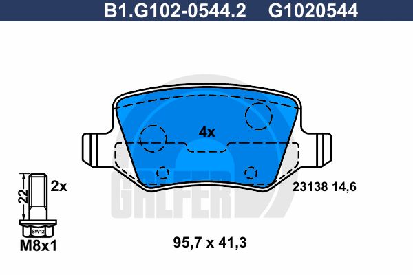 GALFER Комплект тормозных колодок, дисковый тормоз B1.G102-0544.2