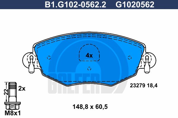 GALFER Комплект тормозных колодок, дисковый тормоз B1.G102-0562.2