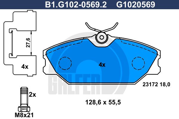 GALFER Комплект тормозных колодок, дисковый тормоз B1.G102-0569.2