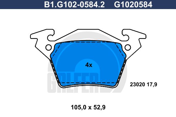 GALFER Комплект тормозных колодок, дисковый тормоз B1.G102-0584.2