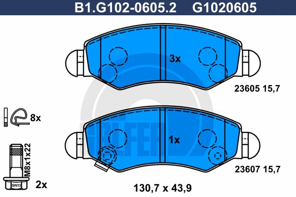 GALFER Комплект тормозных колодок, дисковый тормоз B1.G102-0605.2