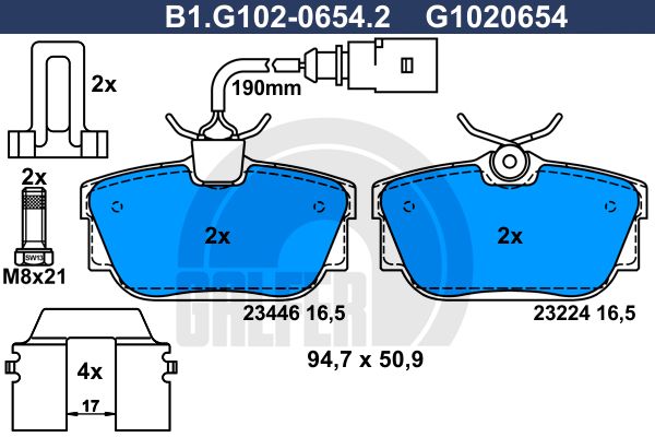 GALFER Комплект тормозных колодок, дисковый тормоз B1.G102-0654.2