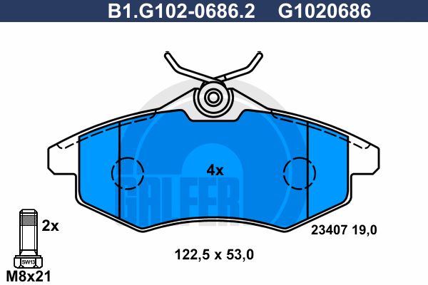 GALFER Комплект тормозных колодок, дисковый тормоз B1.G102-0686.2