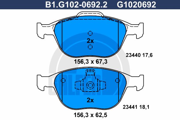 GALFER Комплект тормозных колодок, дисковый тормоз B1.G102-0692.2