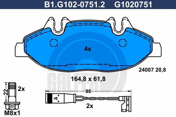 GALFER Комплект тормозных колодок, дисковый тормоз B1.G102-0751.2
