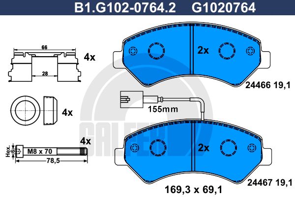 GALFER Комплект тормозных колодок, дисковый тормоз B1.G102-0764.2