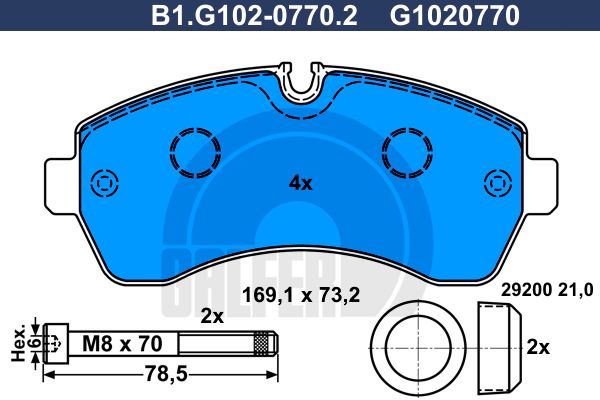 GALFER Bremžu uzliku kompl., Disku bremzes B1.G102-0770.2