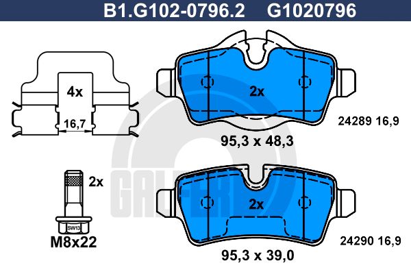 GALFER Комплект тормозных колодок, дисковый тормоз B1.G102-0796.2