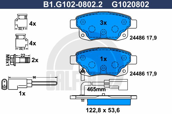 GALFER Комплект тормозных колодок, дисковый тормоз B1.G102-0802.2