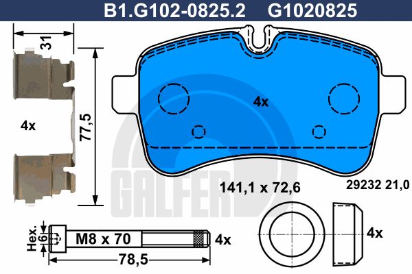 GALFER Комплект тормозных колодок, дисковый тормоз B1.G102-0825.2