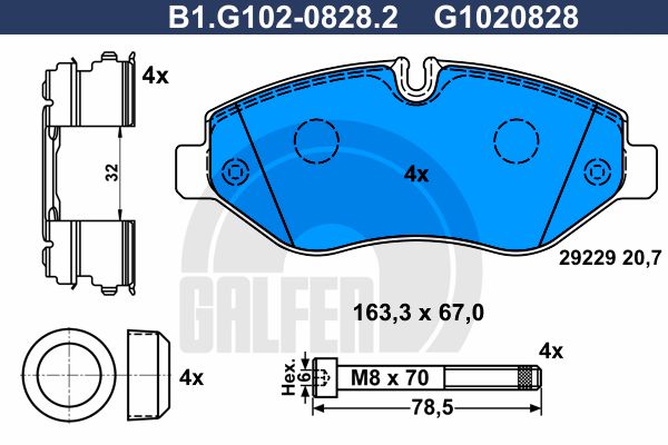 GALFER Комплект тормозных колодок, дисковый тормоз B1.G102-0828.2