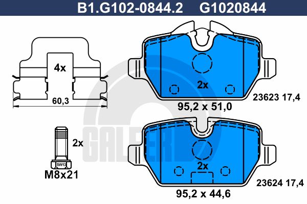 GALFER Комплект тормозных колодок, дисковый тормоз B1.G102-0844.2