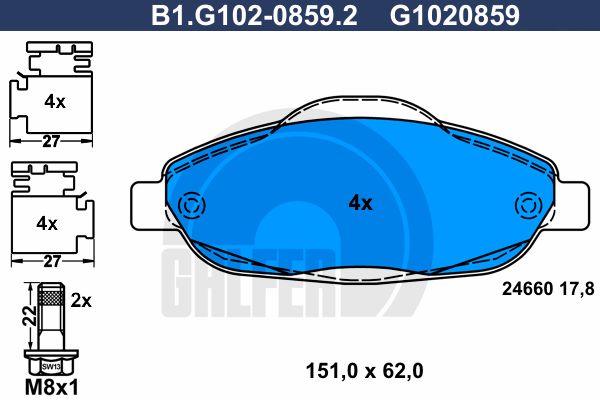 GALFER Комплект тормозных колодок, дисковый тормоз B1.G102-0859.2