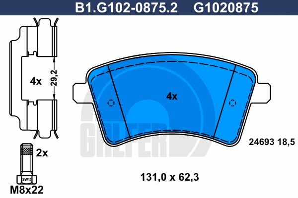 GALFER Комплект тормозных колодок, дисковый тормоз B1.G102-0875.2