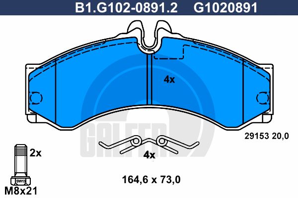 GALFER Bremžu uzliku kompl., Disku bremzes B1.G102-0891.2