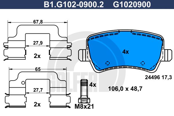 GALFER Bremžu uzliku kompl., Disku bremzes B1.G102-0900.2