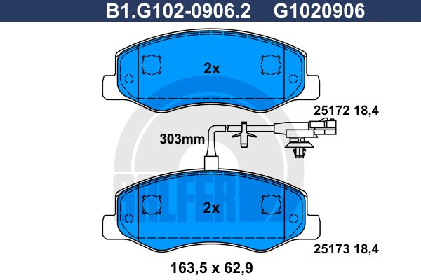 GALFER Комплект тормозных колодок, дисковый тормоз B1.G102-0906.2