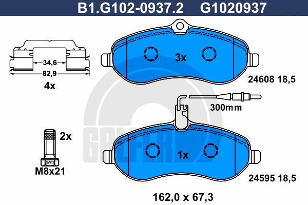 GALFER Комплект тормозных колодок, дисковый тормоз B1.G102-0937.2