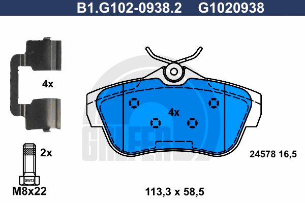 GALFER Комплект тормозных колодок, дисковый тормоз B1.G102-0938.2