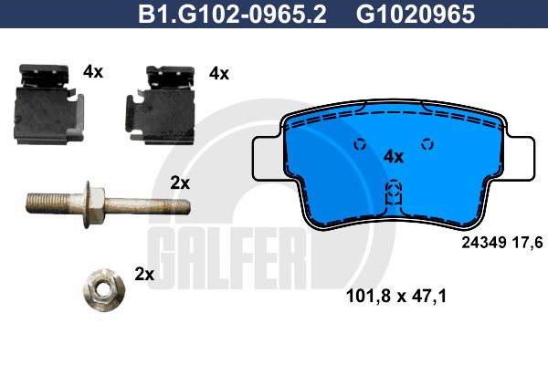 GALFER Комплект тормозных колодок, дисковый тормоз B1.G102-0965.2