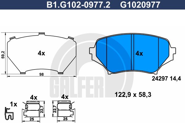 GALFER Комплект тормозных колодок, дисковый тормоз B1.G102-0977.2