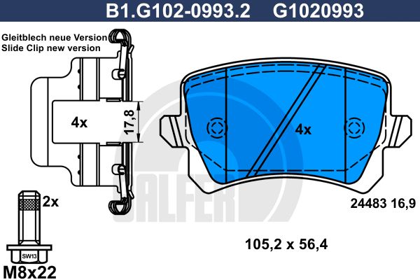 GALFER Комплект тормозных колодок, дисковый тормоз B1.G102-0993.2