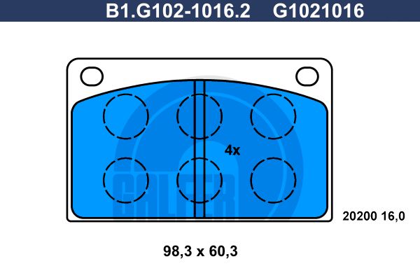 GALFER Bremžu uzliku kompl., Disku bremzes B1.G102-1016.2
