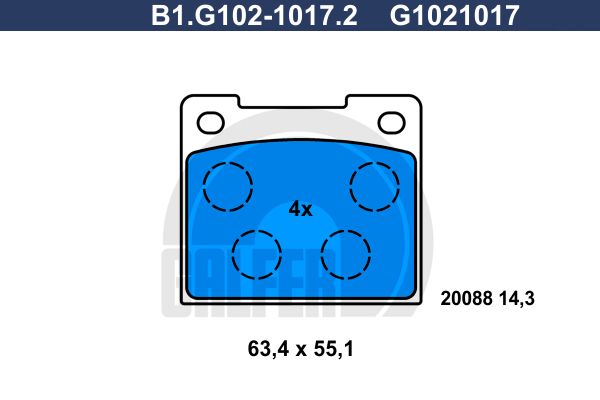 GALFER Bremžu uzliku kompl., Disku bremzes B1.G102-1017.2