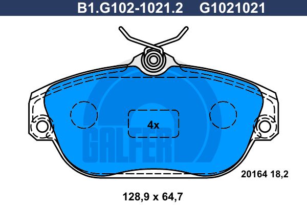 GALFER Bremžu uzliku kompl., Disku bremzes B1.G102-1021.2