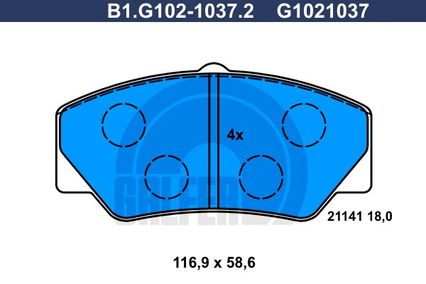 GALFER Комплект тормозных колодок, дисковый тормоз B1.G102-1037.2