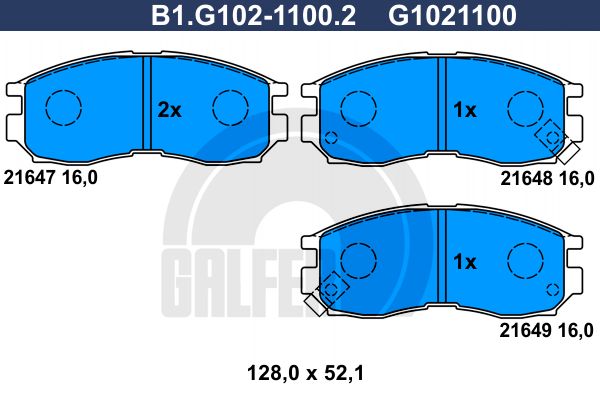 GALFER Комплект тормозных колодок, дисковый тормоз B1.G102-1100.2