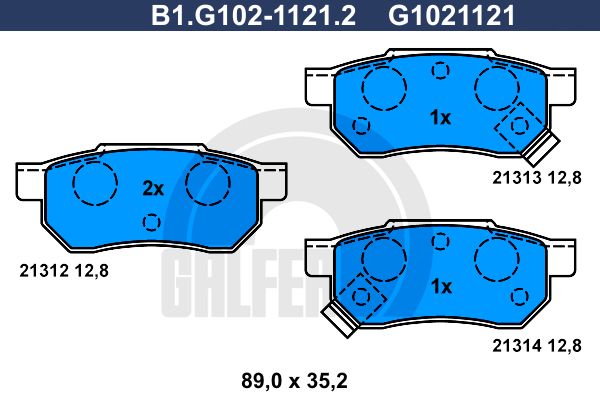 GALFER Bremžu uzliku kompl., Disku bremzes B1.G102-1121.2