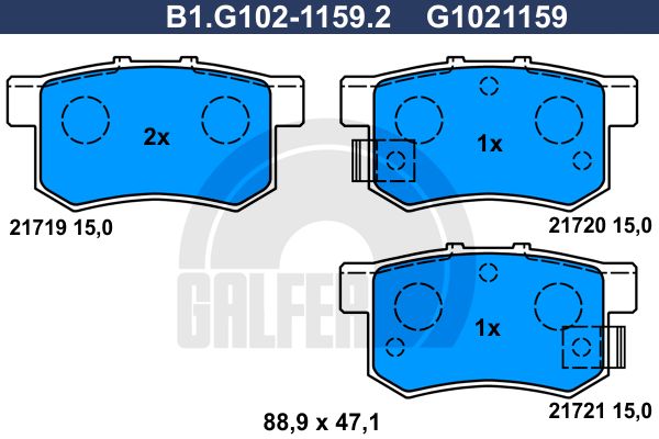 GALFER Комплект тормозных колодок, дисковый тормоз B1.G102-1159.2