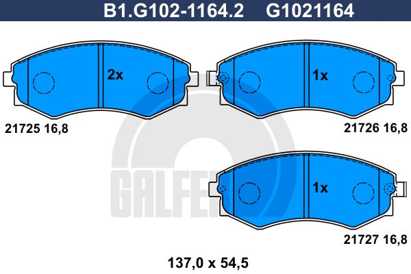 GALFER Комплект тормозных колодок, дисковый тормоз B1.G102-1164.2