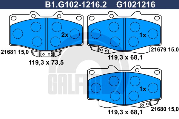 GALFER Комплект тормозных колодок, дисковый тормоз B1.G102-1216.2