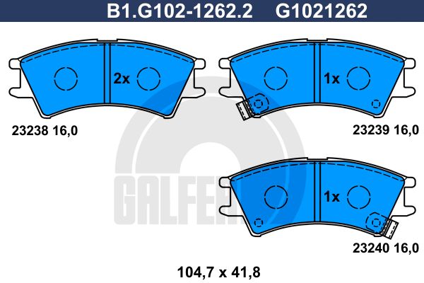 GALFER Комплект тормозных колодок, дисковый тормоз B1.G102-1262.2