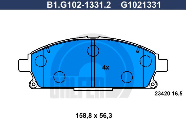 GALFER Bremžu uzliku kompl., Disku bremzes B1.G102-1331.2