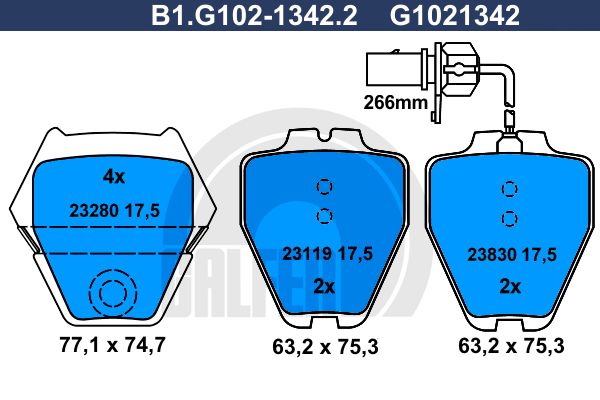 GALFER Комплект тормозных колодок, дисковый тормоз B1.G102-1342.2