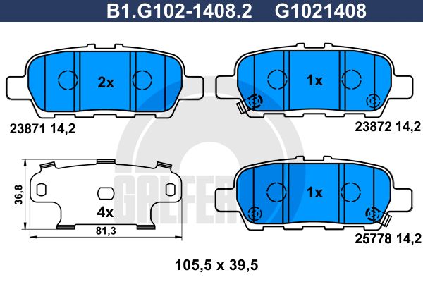 GALFER Комплект тормозных колодок, дисковый тормоз B1.G102-1408.2
