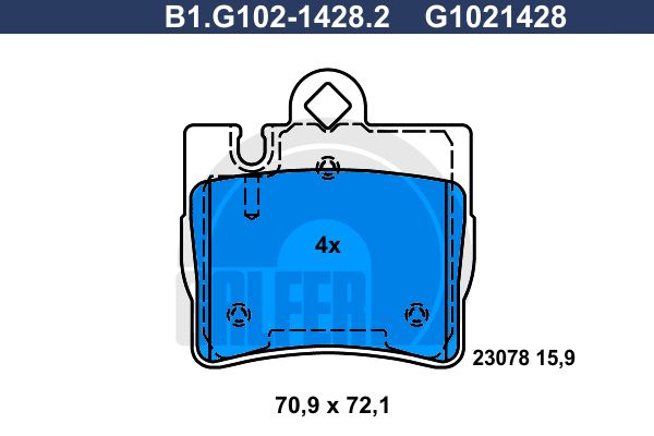 GALFER Комплект тормозных колодок, дисковый тормоз B1.G102-1428.2