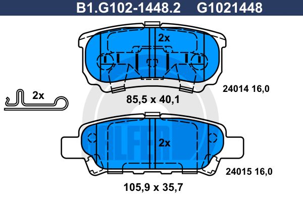 GALFER Комплект тормозных колодок, дисковый тормоз B1.G102-1448.2